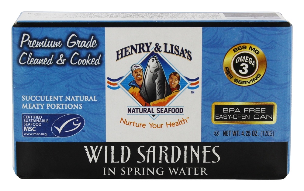 Henry & Lisa's Natural Seafood - Wild Sardines in Spring Water - 4.25 oz.