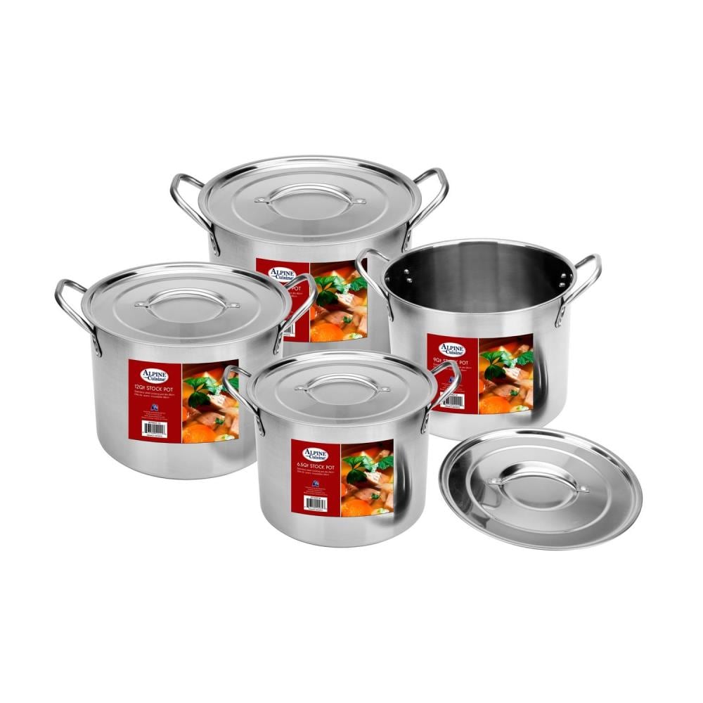Alpine Cuisine 8-Piece 12-in Stainless Steel Cookware Set with Lid(s) Included | AI14437