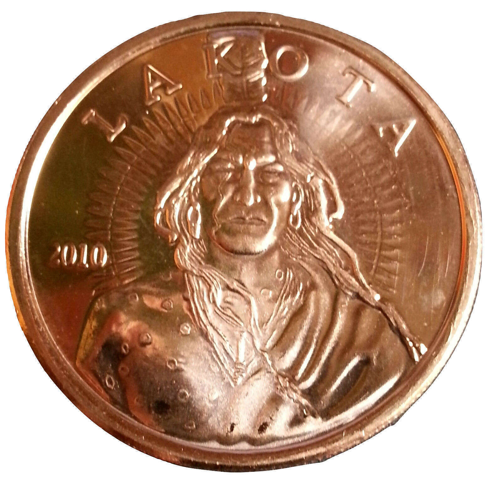 Americana Indiano Lakota Lingotto Moneta Rotonda 999 Rame 1 Oz. Puro Metallo