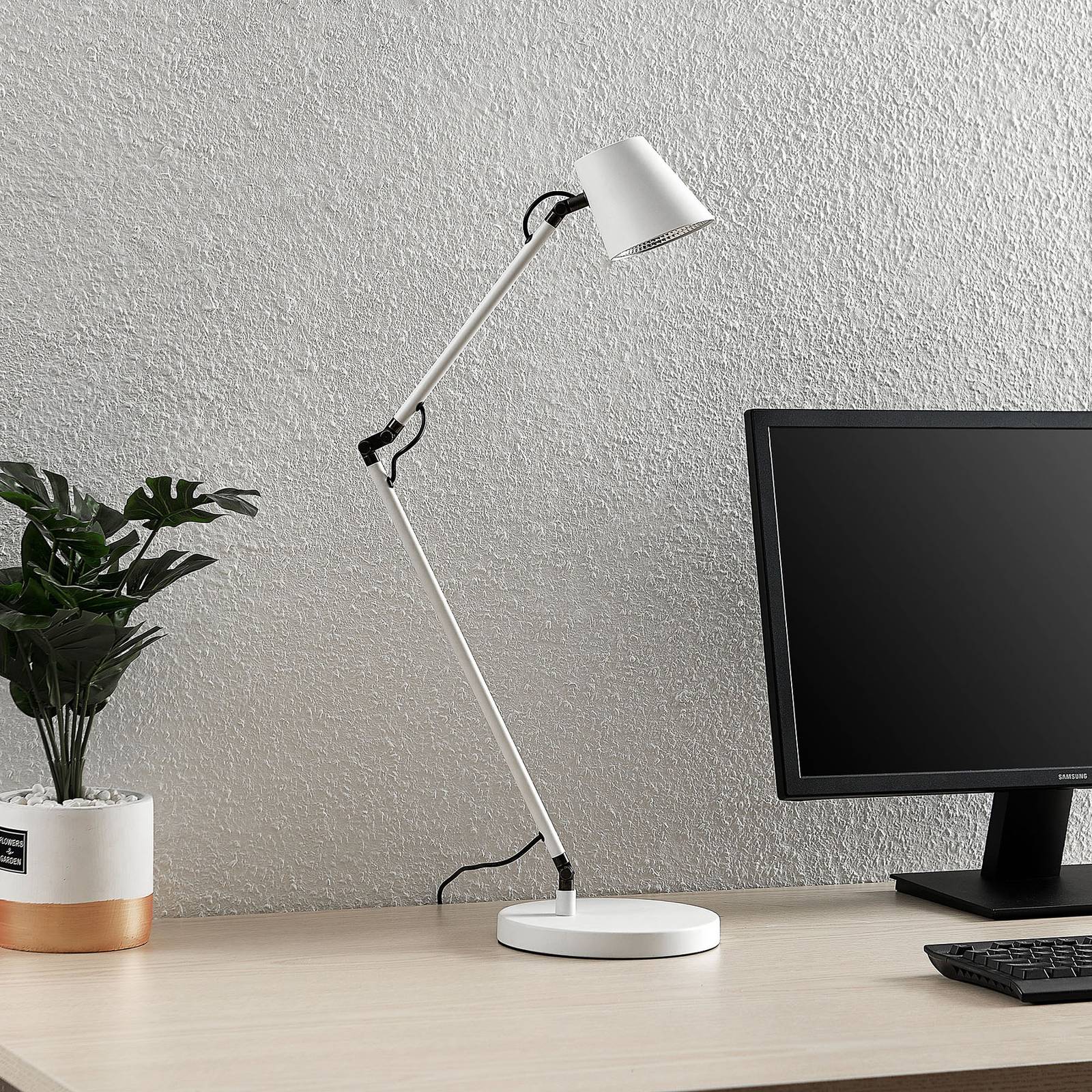 Lucande Tarris -LED-pöytälamppu, valkoinen