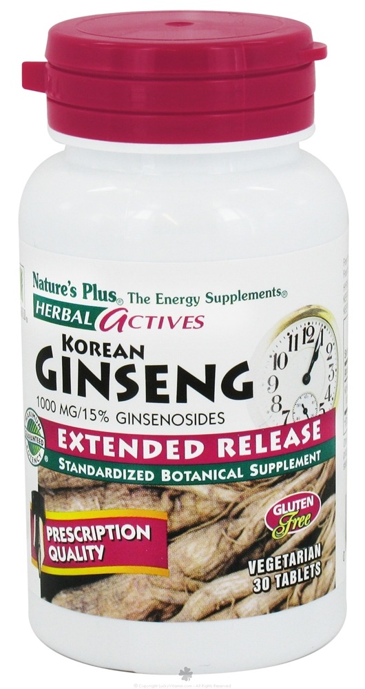 Natures Plus - Herbal Actives Korean Ginseng Extended Release 1000 mg. - 30 Tablets