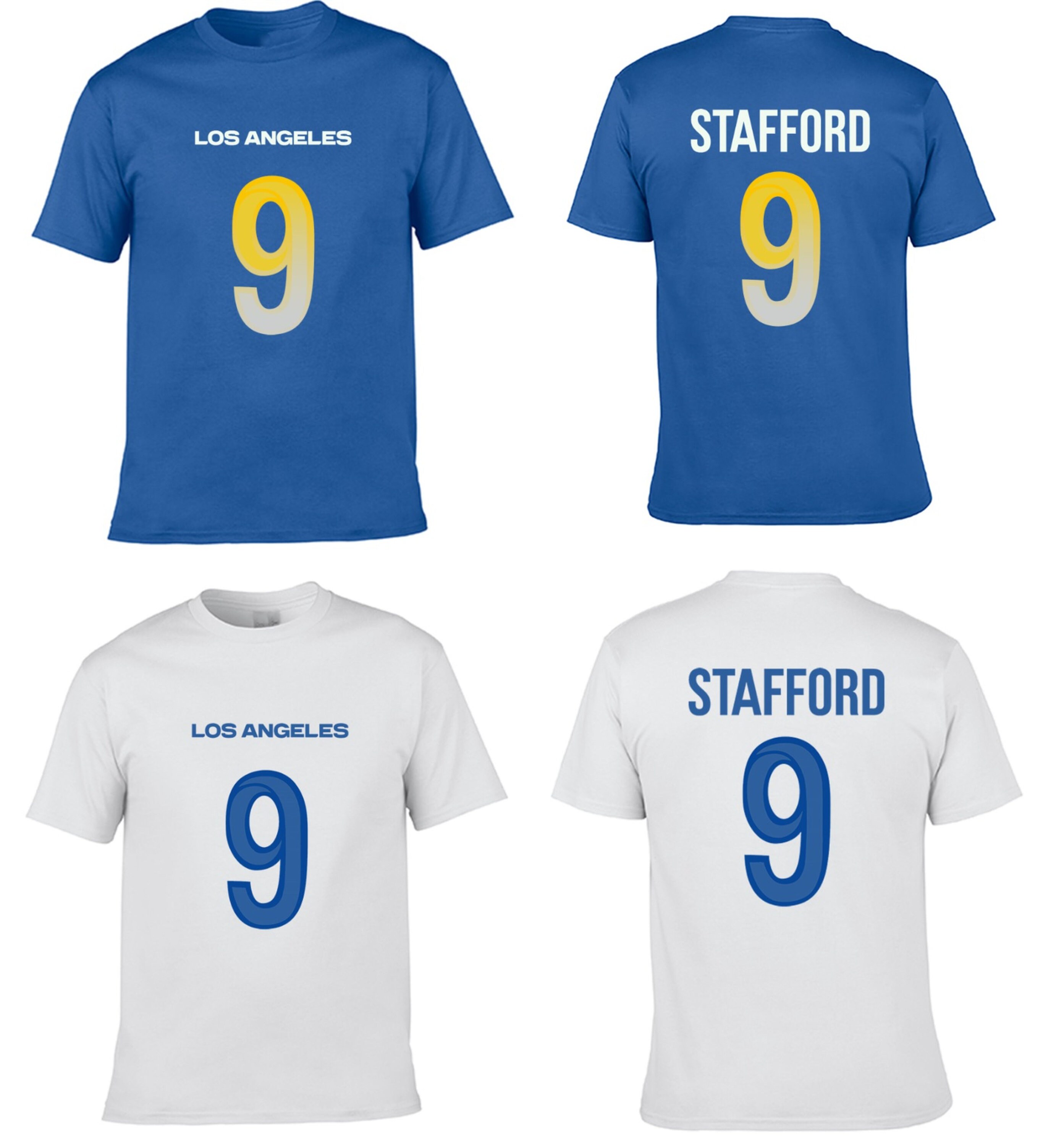 Matthew Stafford #9 Los Angeles Rams Team Player Name Number Jersey Custom T-Shirt