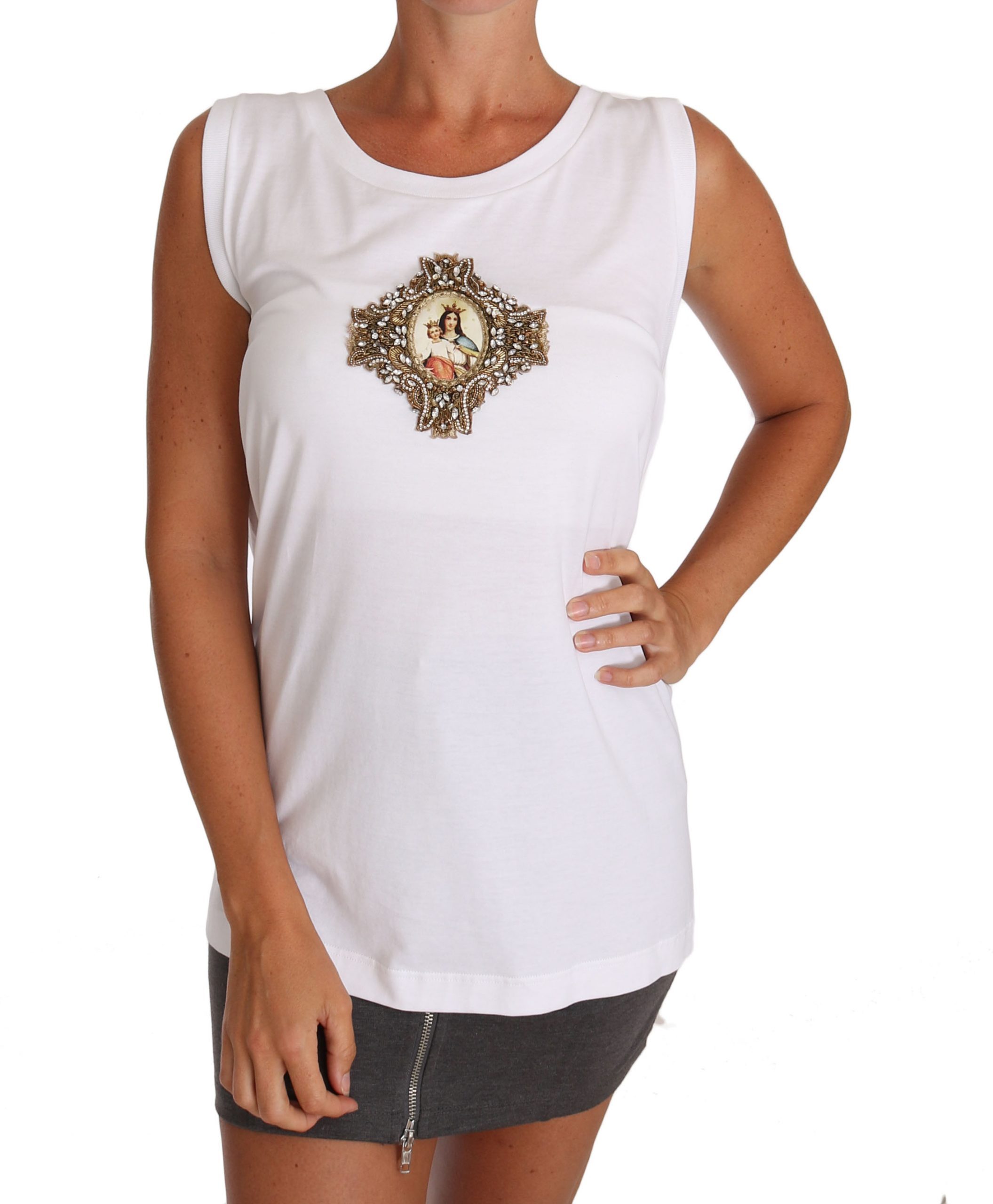 Dolce & Gabbana Women's Maria Cross Cami T-Shirts White TSH2351 - IT50 | XXL