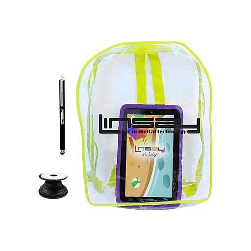 Linsay 7" Tablet with Holder, Pen, Case, and Backpack, Wi-Fi, 2GB RAM, 32GB (Android), Black/Purple (F7UHDKIDSBAGPP)