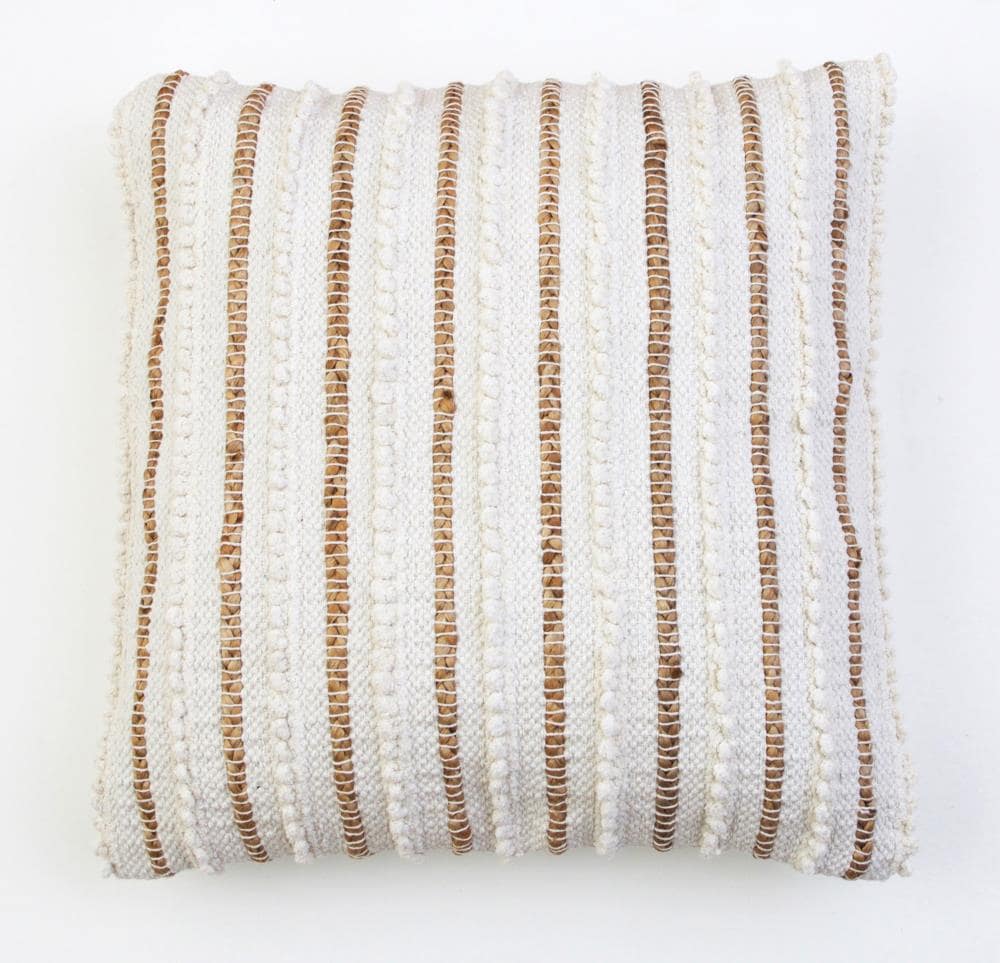 Decor Therapy Thro by Marlo Lorenz 20-in x 20-in Ivory Woven Cotton Blend Indoor Decorative Pillow Polyester in Off-White | TH022465004E