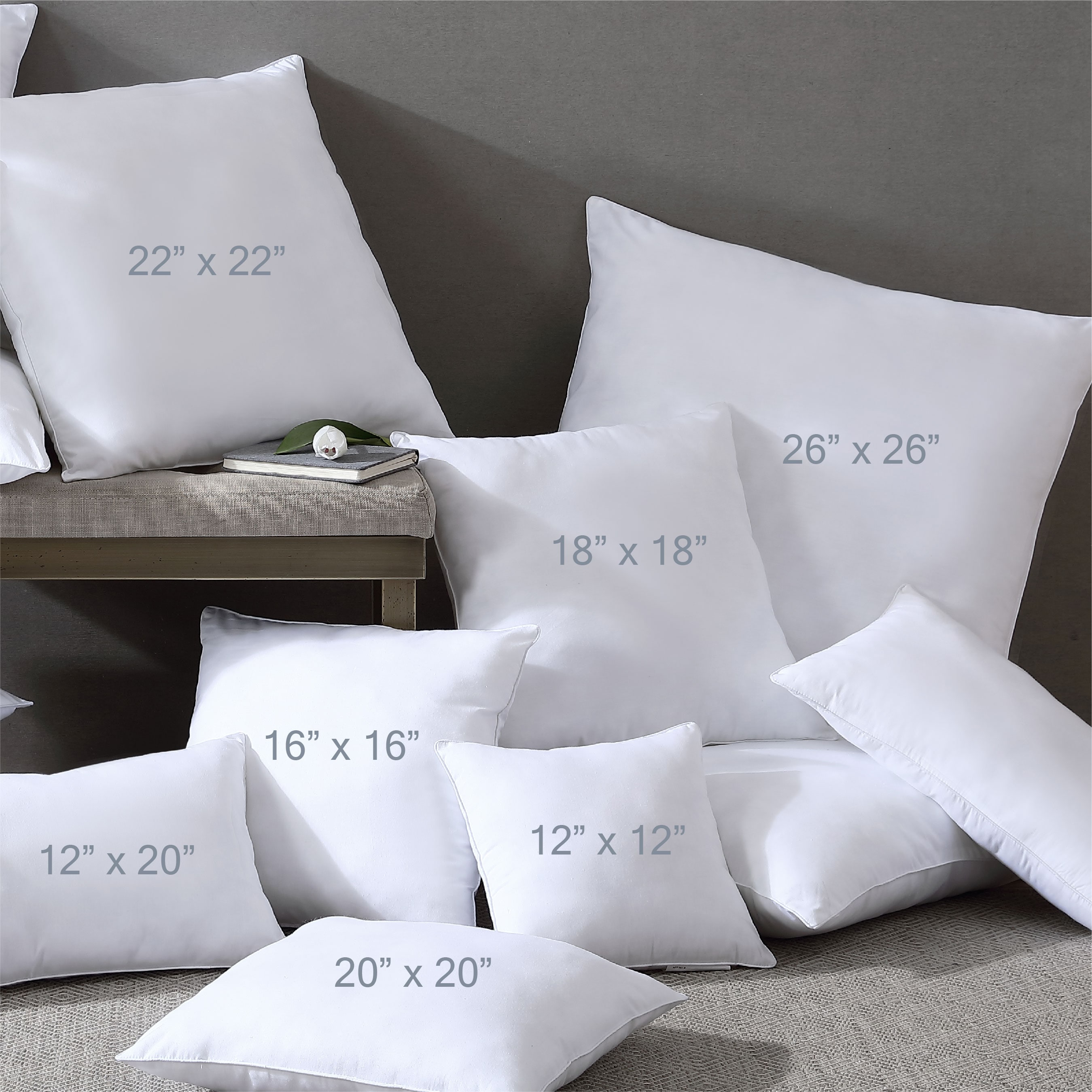 Swift Home Ultra Soft Versatile Cotton Blend Pillow Insert 2-Pack, 20"x20" Square Polyester in White | SHPW2-001-2020
