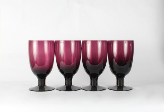 Set of Six on sale vintage Burgundy Glass tumblers