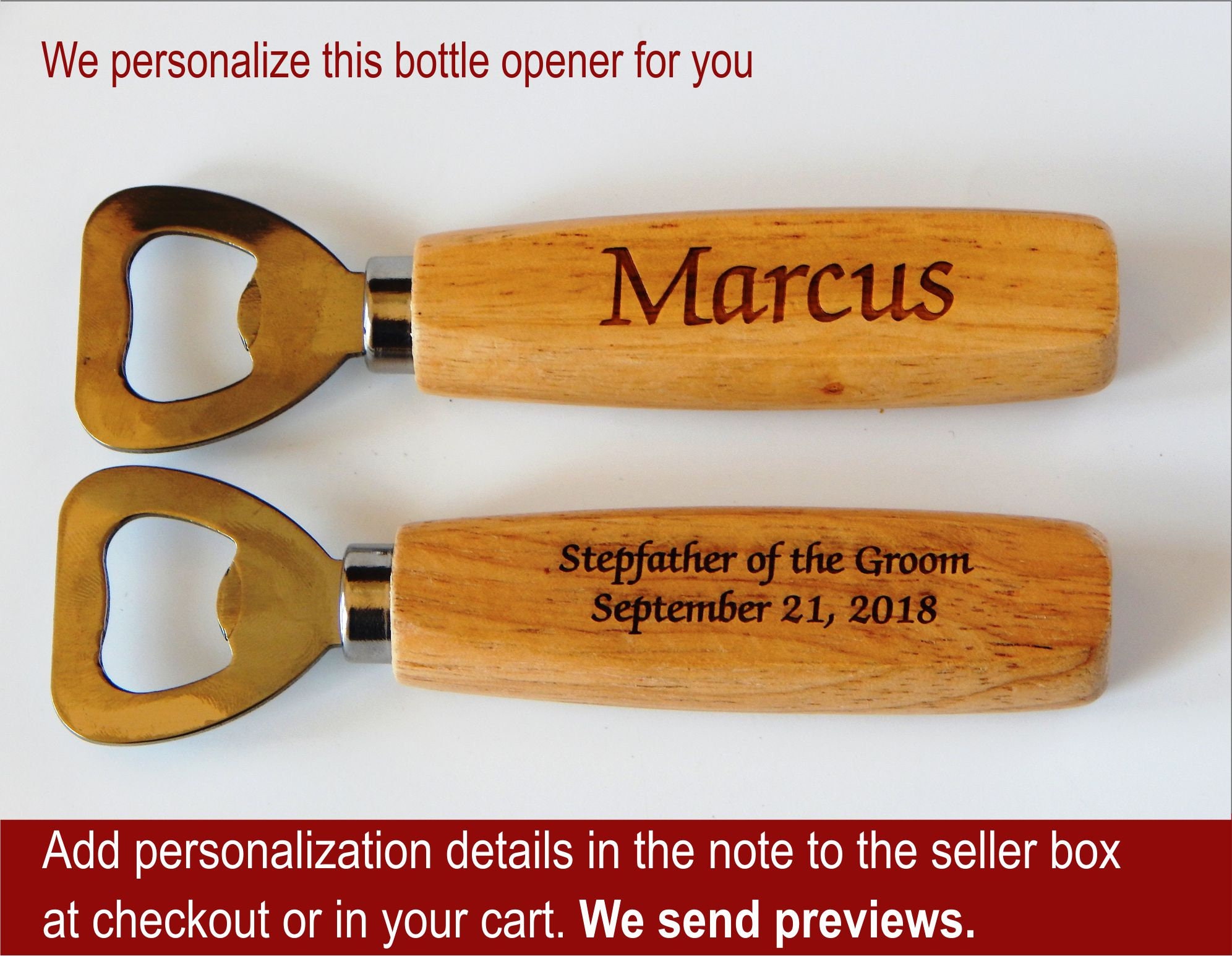 stepdad Of The Bride Gift From Groom - Engraved Bottle Opener Personalized Wood Openers For Wedding