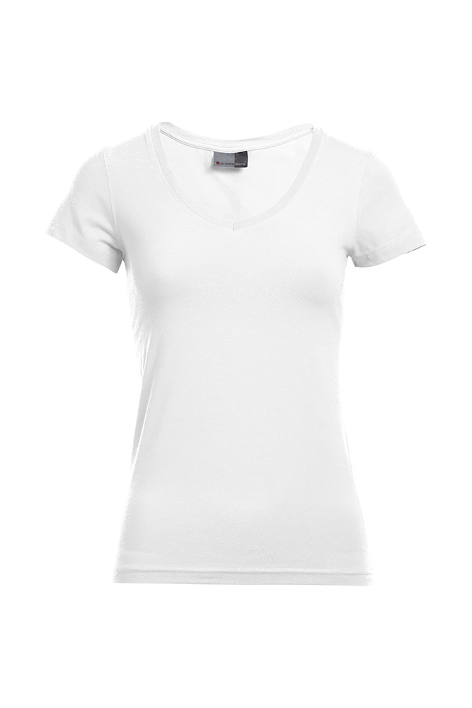 Slim-Fit V-Ausschnitt T-Shirt Plus Size Damen, Weiß, XXL
