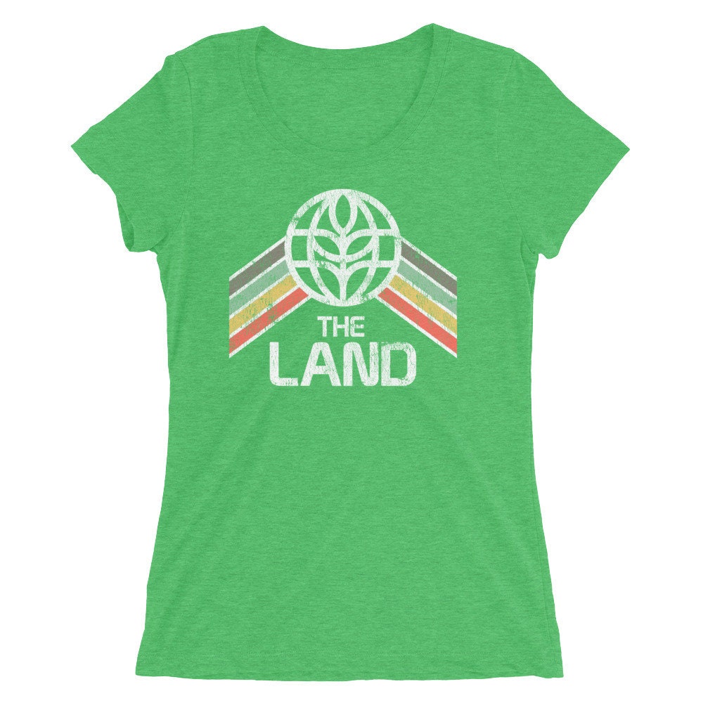 The Land Ladies Tri-Blend T-Shirt With Green, Yellow & Red Rainbow Stripes - A Retrocot Original