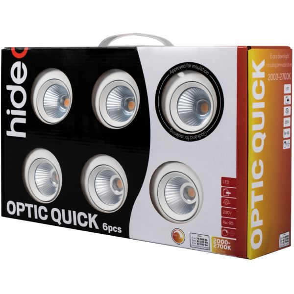 Hide-a-Lite Optic Quick ISO Downlight hvit, 6-pack 2000-3000 K