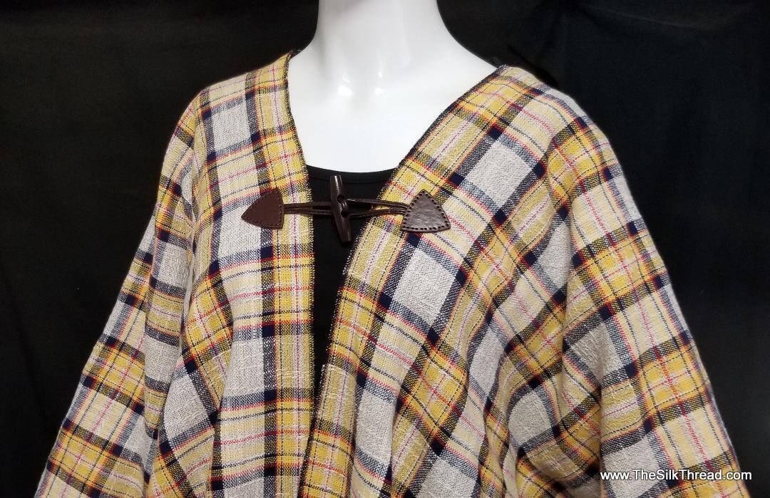 Jacket, Blazer, Yellow Plaid Wool Blend, Hand Crafted, Wood Buttons, Plus Size Proportions, Lovely Vintage Fabric From Shulins Woolen Co