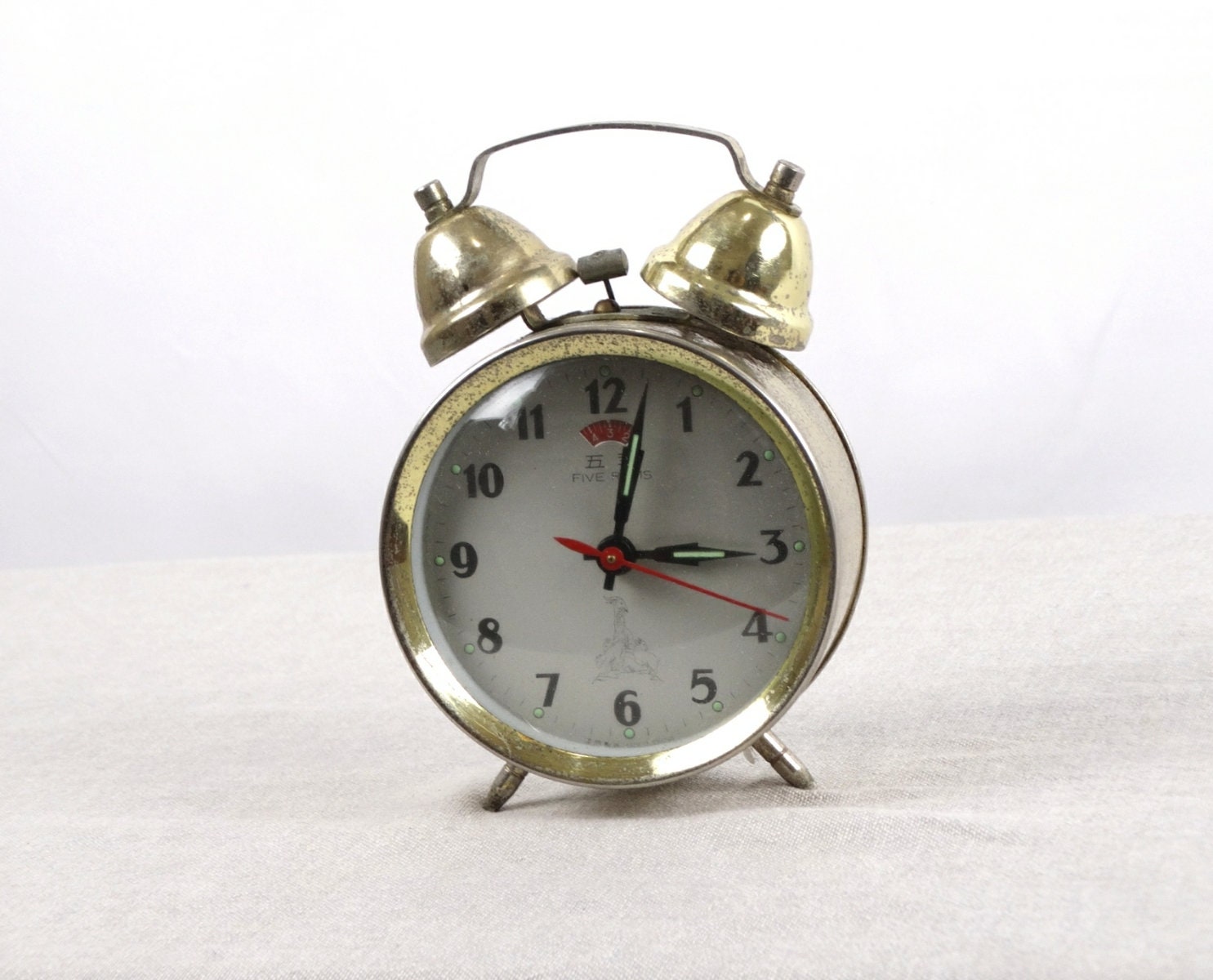 Five Rams Clock, Old Bell Wind Up Retro Alarm Office Table Mechanical Bedroom Clock
