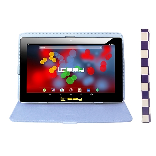 LINSAY F10 Series 10.1" Tablet, WiFi, 2GB RAM, 32GB, Android 10, Black w/Purple & White Case (F10XIPSCPWS)