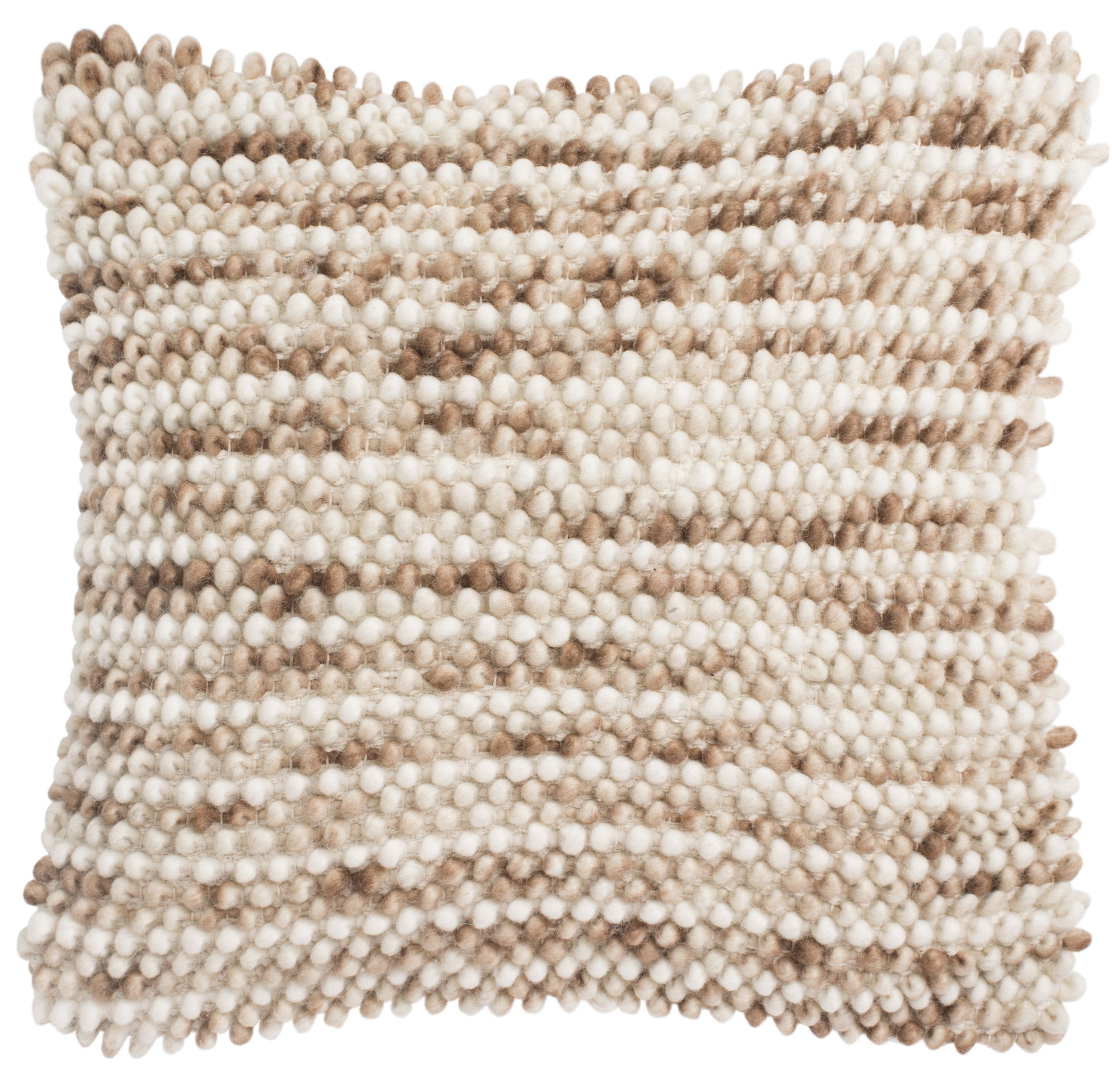 Safavieh Pin Striped Loop 20-in x 20-in Eggshell Blend Handloom Wool Indoor Decorative Pillow Cotton in Brown | PLS101B-2020