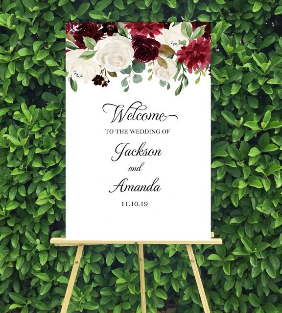 Wedding Welcome Printable Or Printed With Free Shipping - Madison Burgundy Collection