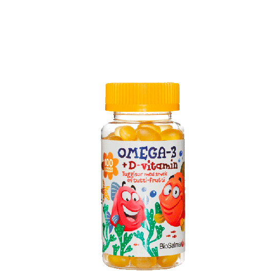 Omega-3 + D-vitamin Barn, 100 st tuggisar