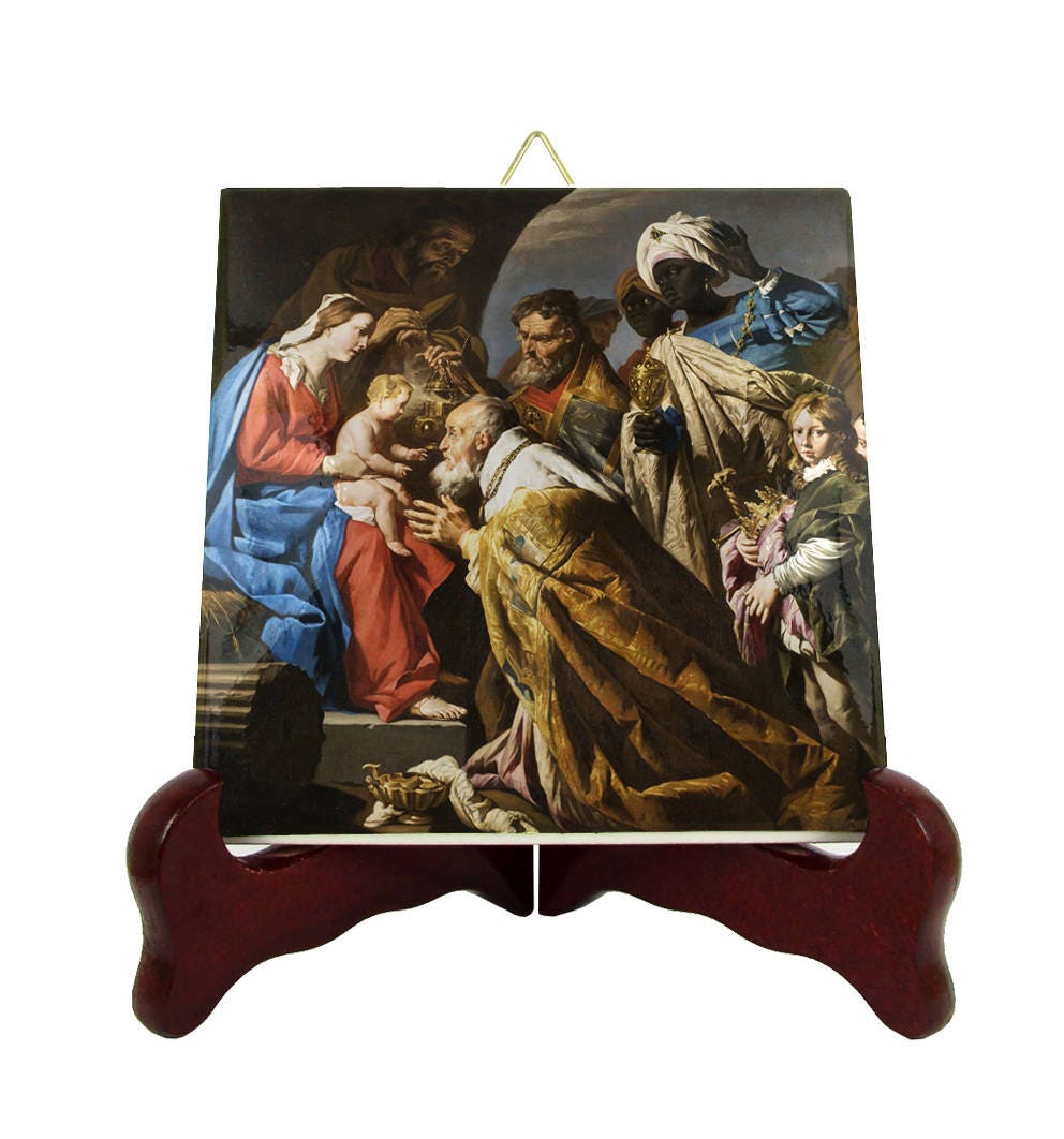 Holy Art - The Adoration Of The Magi Religious Icon On Tile Christian Gifts Catholic Handmade in Italy Nativity
