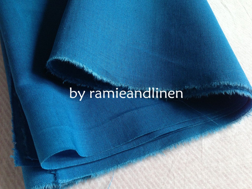 Ramie Cotton Blend Fabric, Solid Color, Teal Blue, Half Yard By 54 Wide