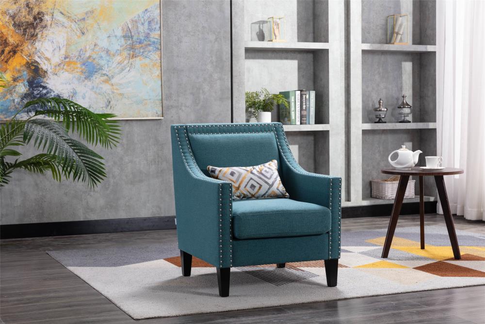CASAINC Modern Linen Blend Accent Chair-Living Room Arm Chairs Comfy Single Sofa Chair(Green) | HF-W39520736