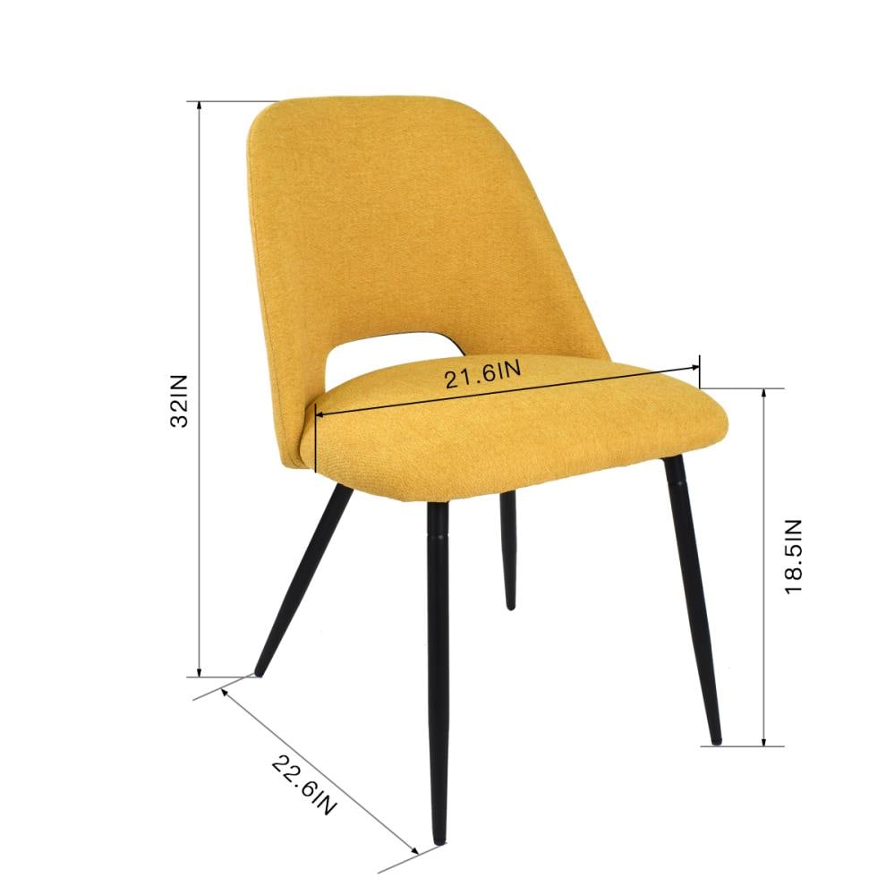 NeuType Casual Polyester/Polyester Blend Upholstered Dining Side Chair (Metal Frame) in Yellow | MIRUO-A051