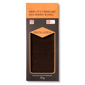 Økoladen Chokolade mørk orange/knas Ø