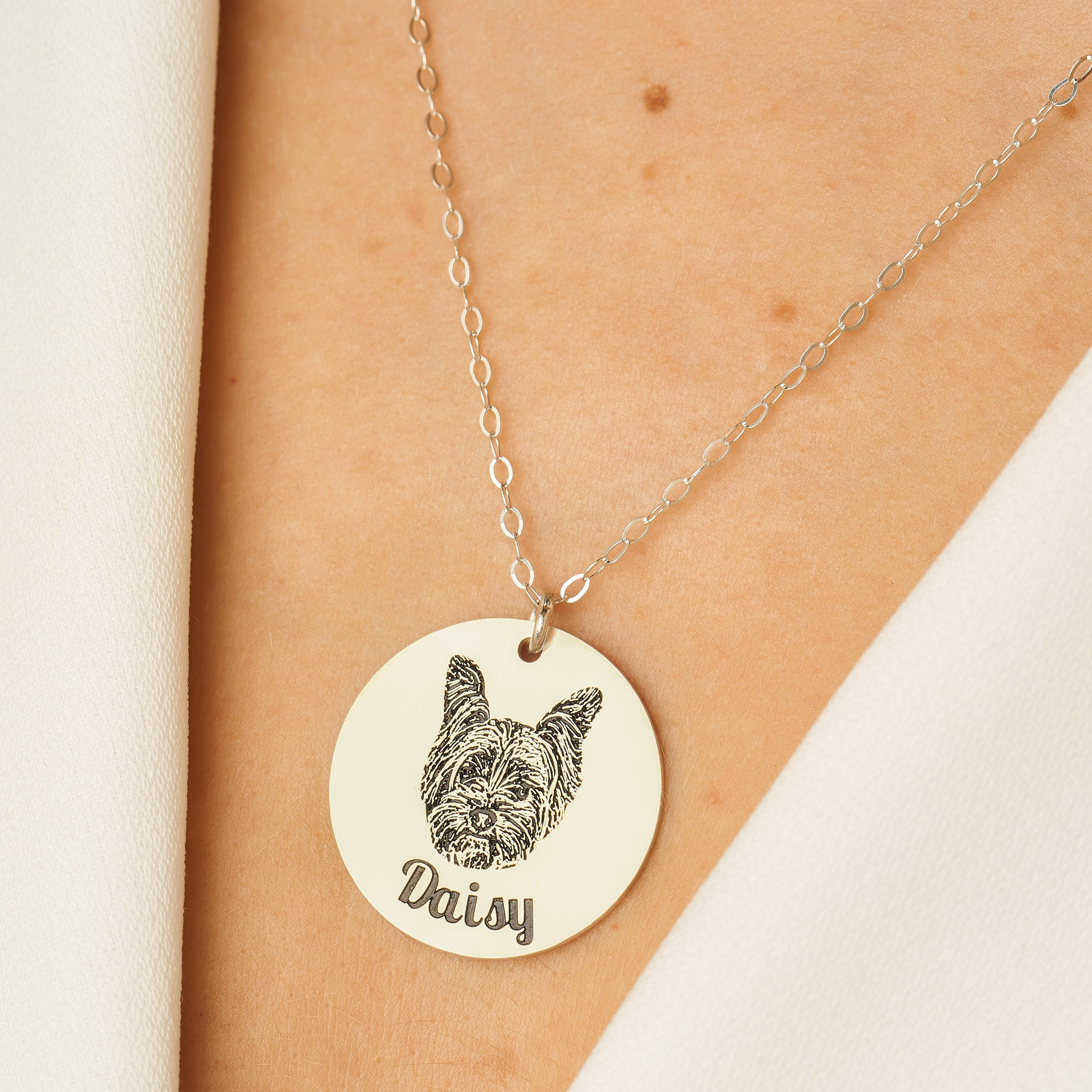Personalized Pet Necklace Portrait Charm Cat Lover Gift Memorial Dog Custom Photo Jewelry Nm20A