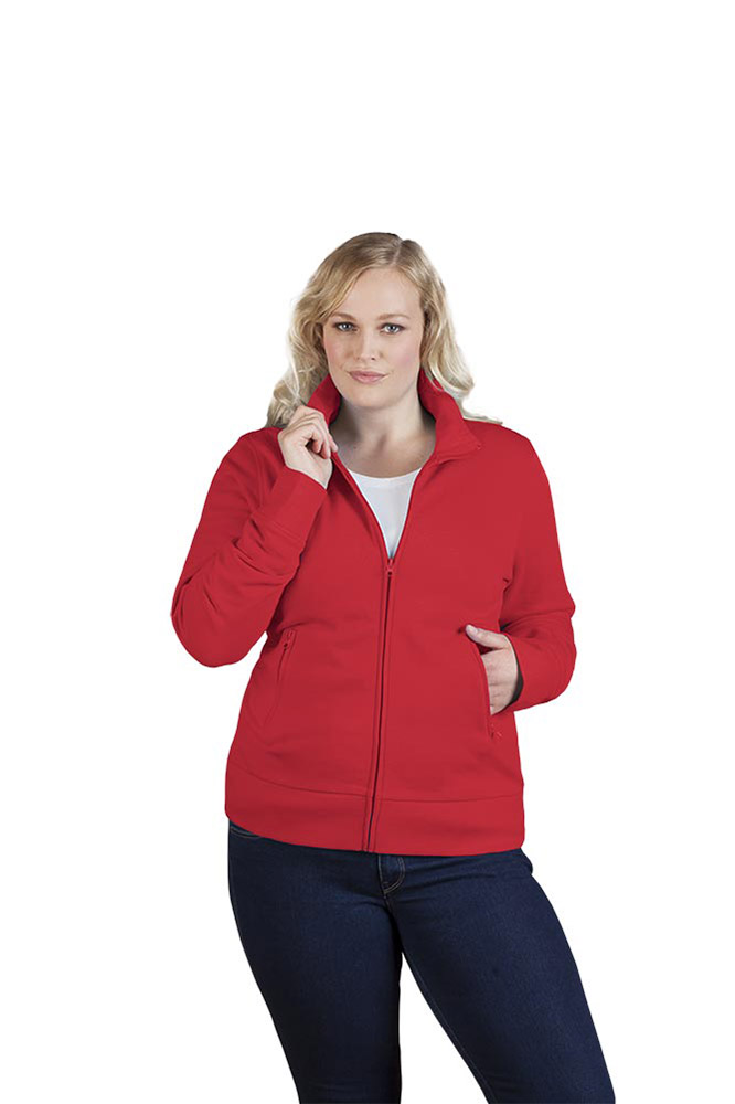 Stehkragen Zip Jacke Plus Size Damen, Rot, XXL