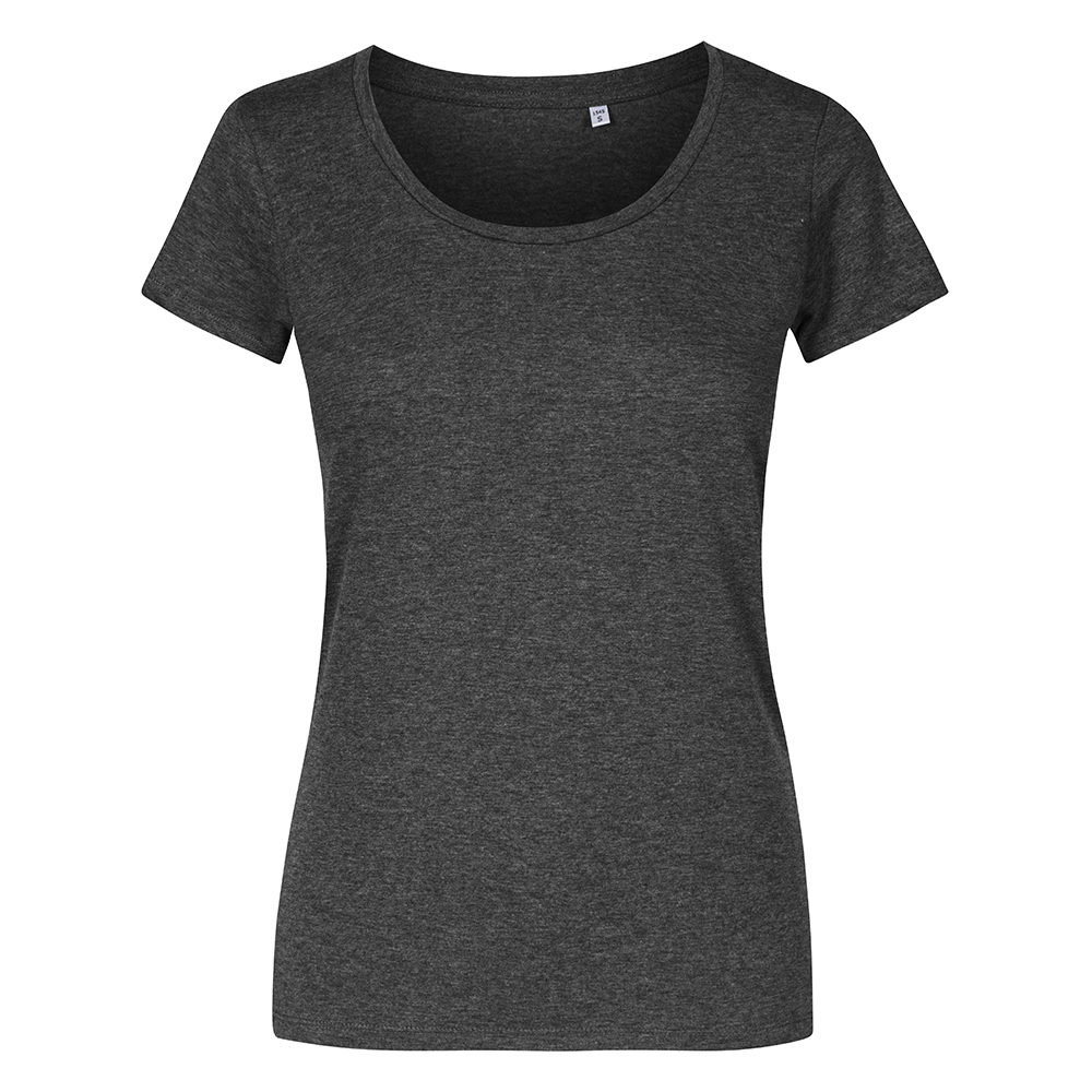 X.O Deep Scoop T-Shirt Plus Size Damen, Schwarz-Melange, XXL