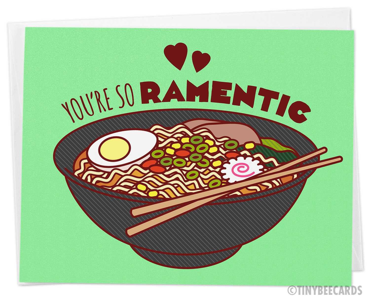 Funny Love Card You're So Ramentic - Ramen Anniversary Love Valentine's Day Card, Boyfriend Girlfriend Husband Wife, Asian Food Card"