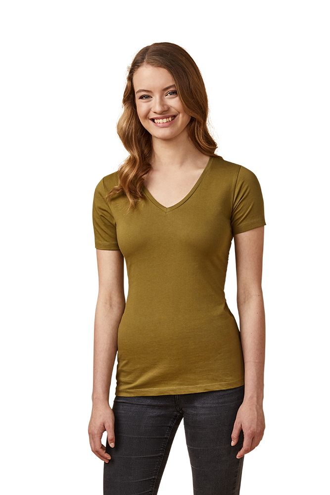 X.O V-Ausschnitt T-Shirt Damen, Olivegrün, XL
