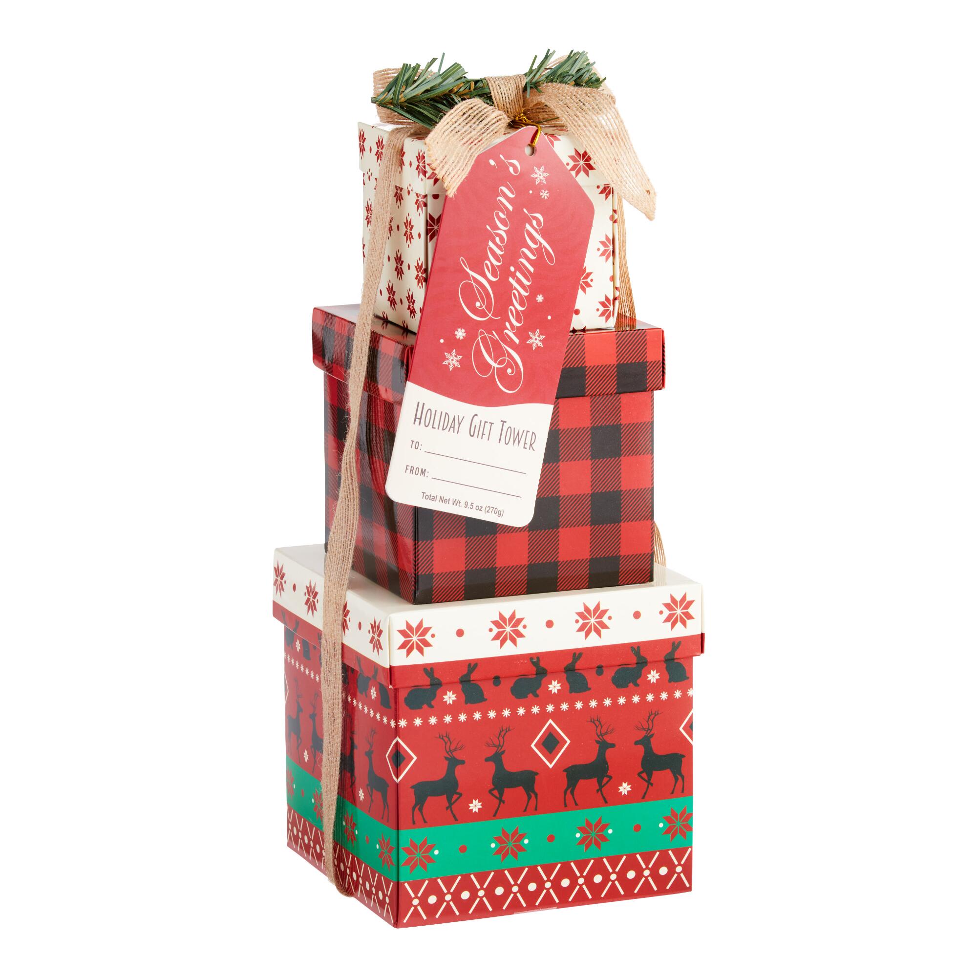 Red 3 Tier Treats Holiday Gift Box Tower by World Market