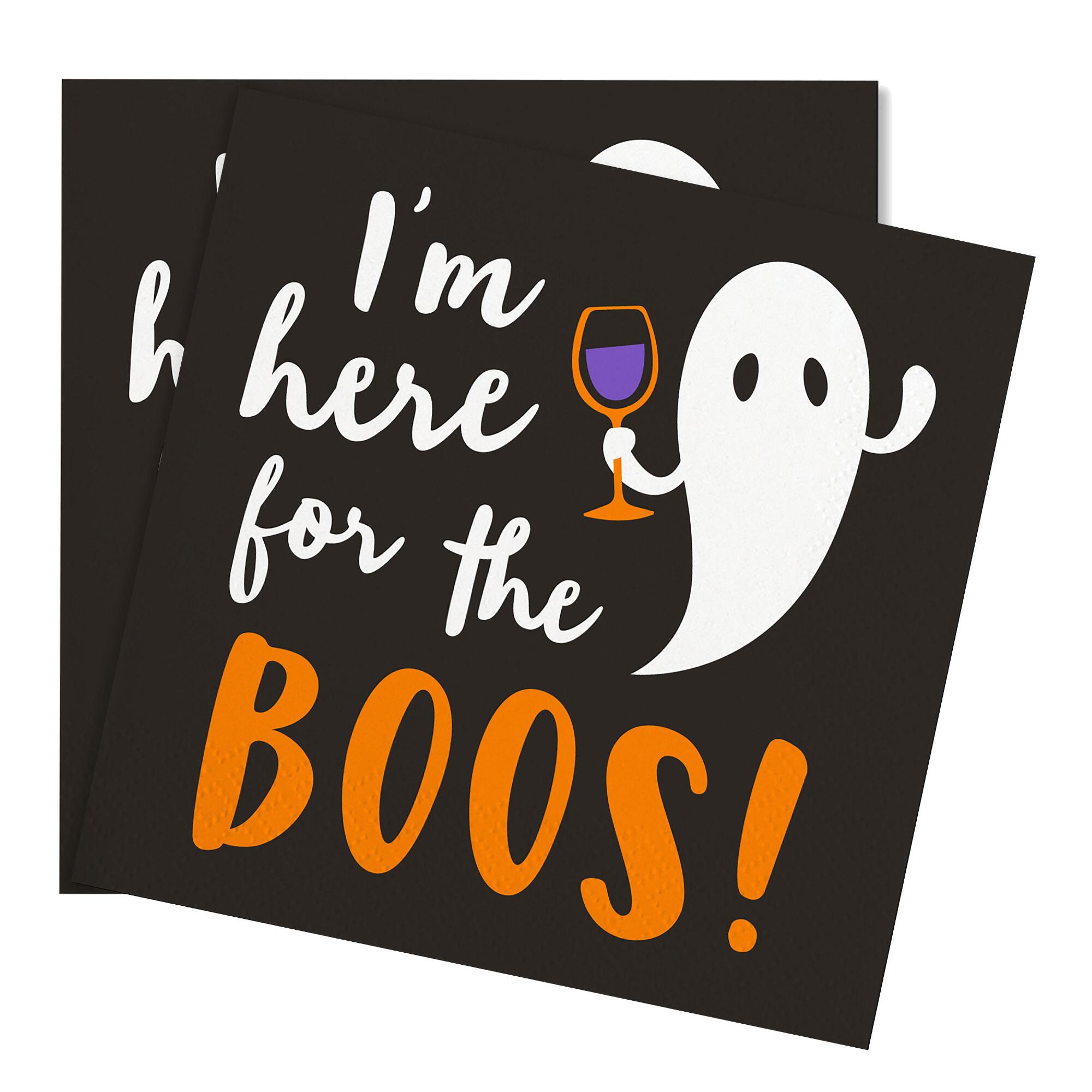 20 Count Here for the Boos Beverage Napkins Set of 2: Black/Orange/White - Paper by World Market