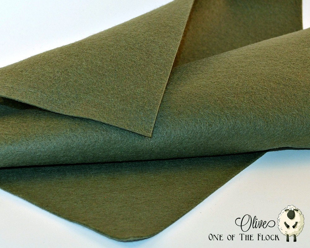 Olive Wool Felt, Merino Blend Felt Yardage, Fabric, Green Yardage