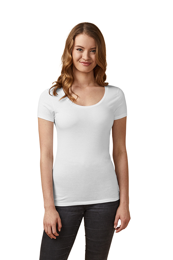 X.O Deep Scoop T-Shirt Damen, Weiß, L
