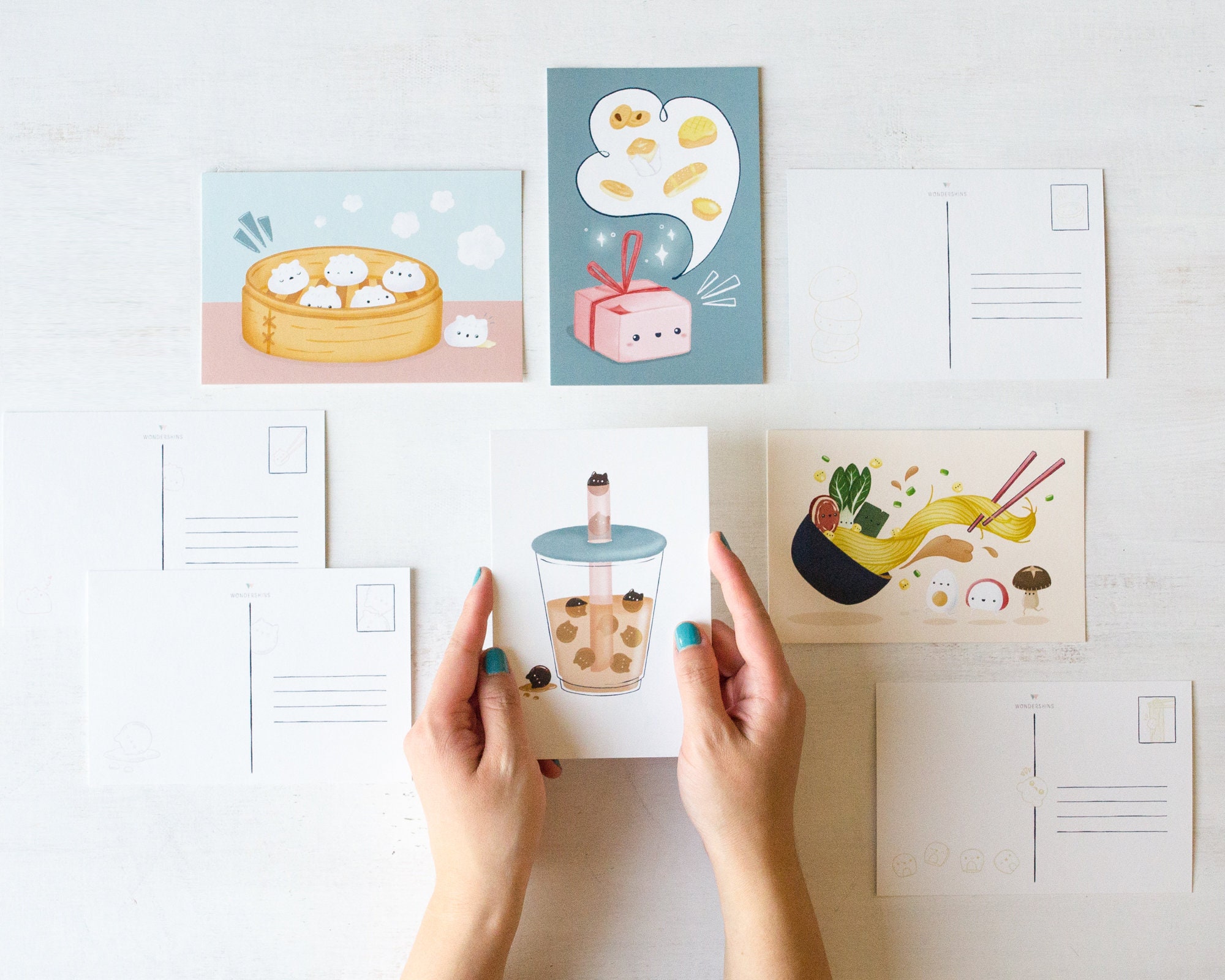 Asian Food 4x6 Postcards & Mini Prints | Ramen, Boba, Bao, Dumplings, Cute Food, Chinese Postcard Bundle