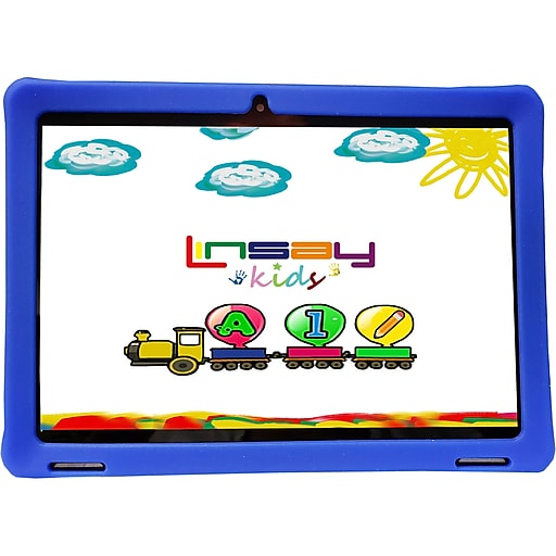Linsay 10.1" Tablet with Case, WiFi, 2GB RAM, 32GB Storage (Android), Black/Blue (F10IPKIDSB)