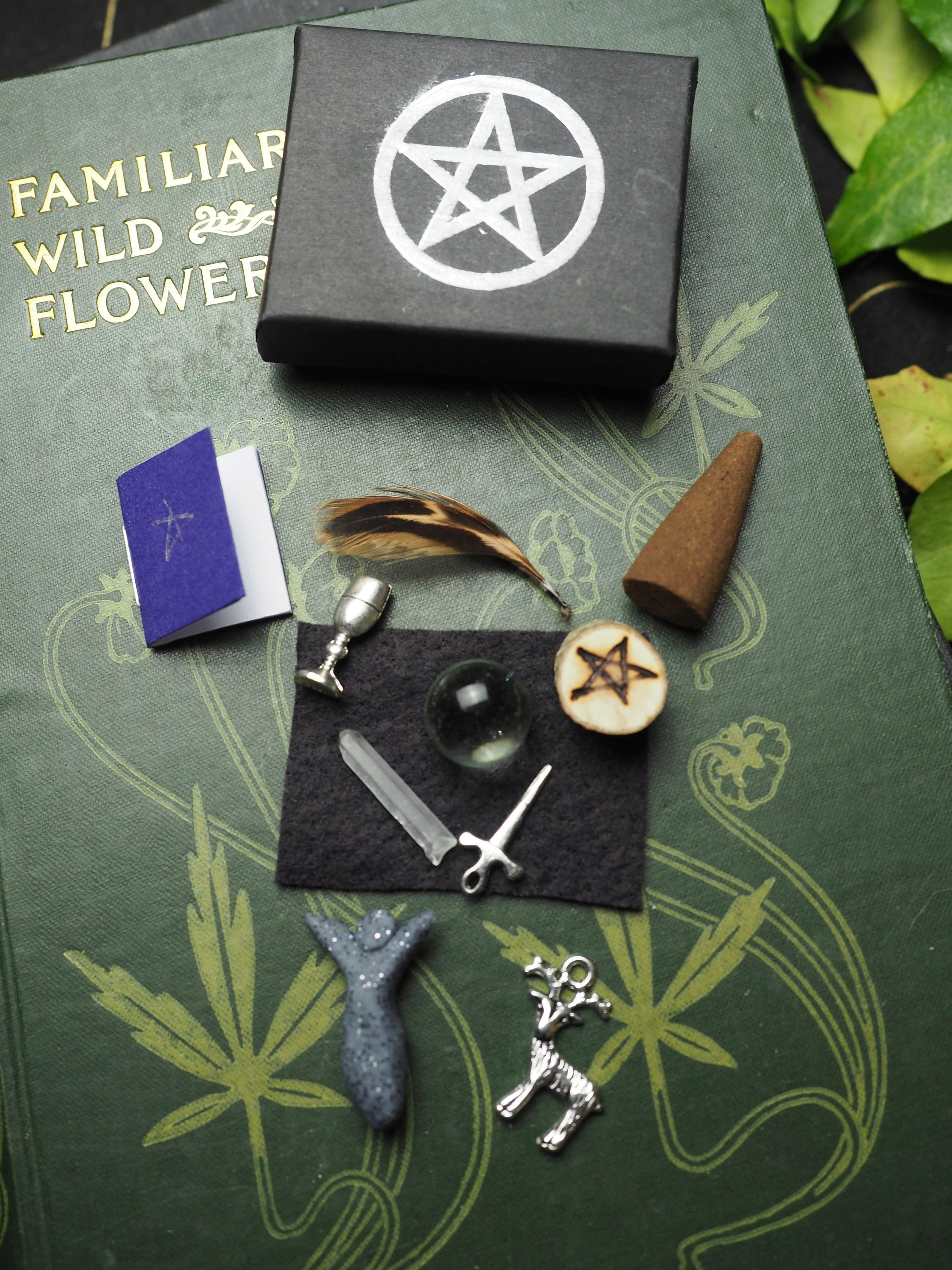 Pocket-Sized Wiccan Altar Set - Wand, Athame, Chalice, Pentacle For The Travelling Witch Witchcraft