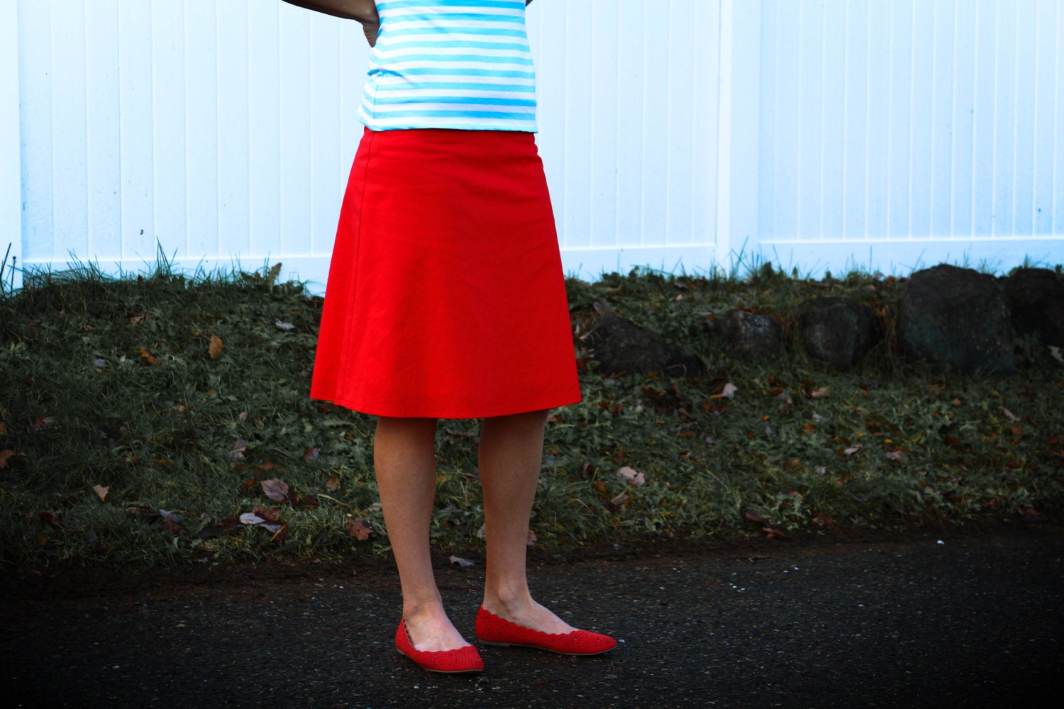 Ruby Red Cotton Linen Blend A-Line Skirt, Classy More Colors Availible, Custom Made, You Choose Fitted, Comfy, Loose