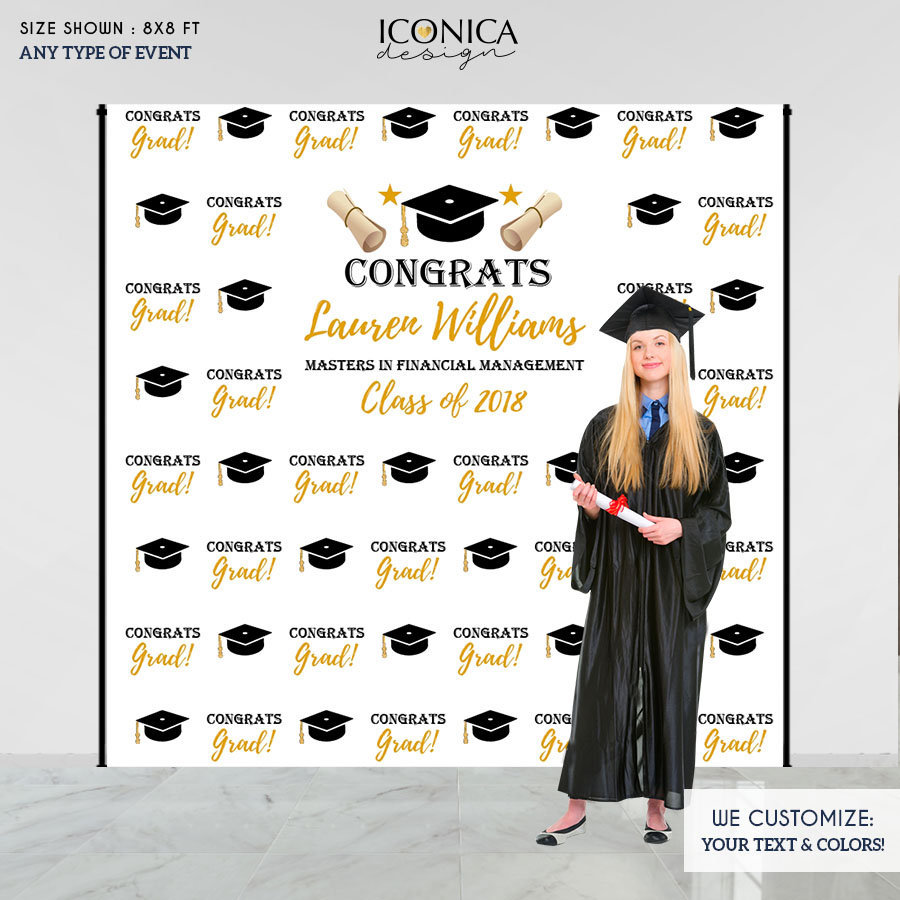 Graduation Party Backdrop, Congrats Grad Photo Booth Virtual Graduation, Banner Bgr0019