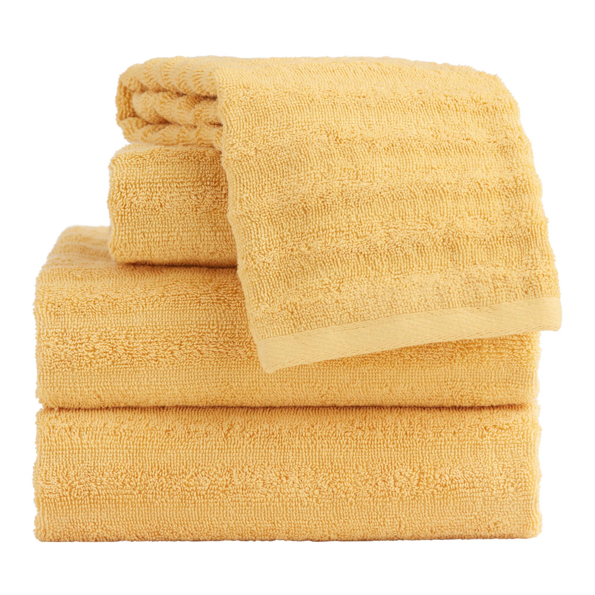 Yellow Ocher Sculpted Wave Towel Collection by World Market