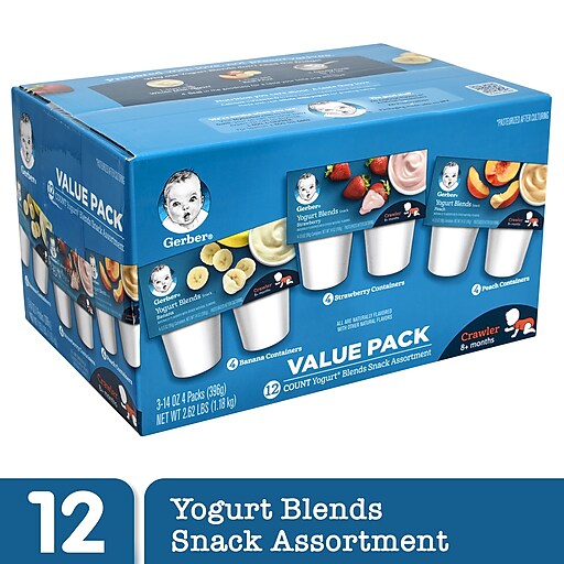 Gerber Crawler Yogurt Blends Snack Assortment, 4 Pack, 3/Pack (220-01040)