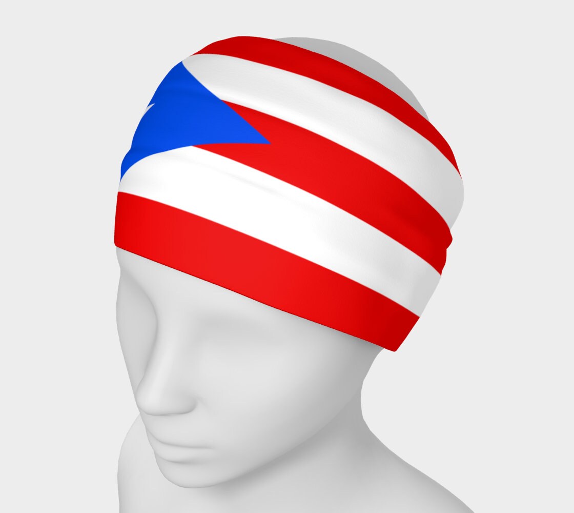 Flag Of Puerto Rico Headband, Bandanna, Neck Scarf, Yoga Headband, Head Wrap, Scarf, Tube Headwear