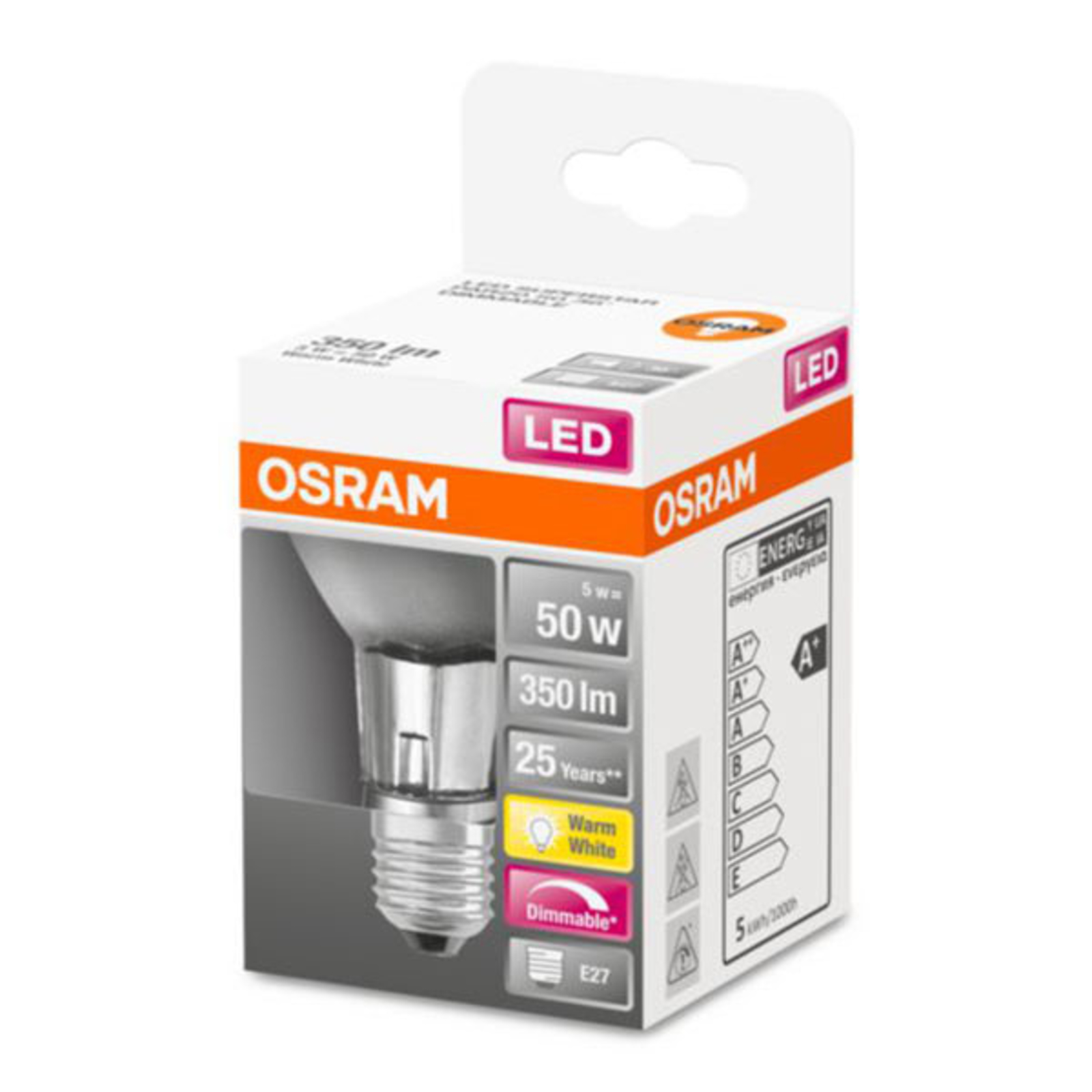 OSRAM-LED-lamppu E27 5W PAR20 2 700 K himmennys
