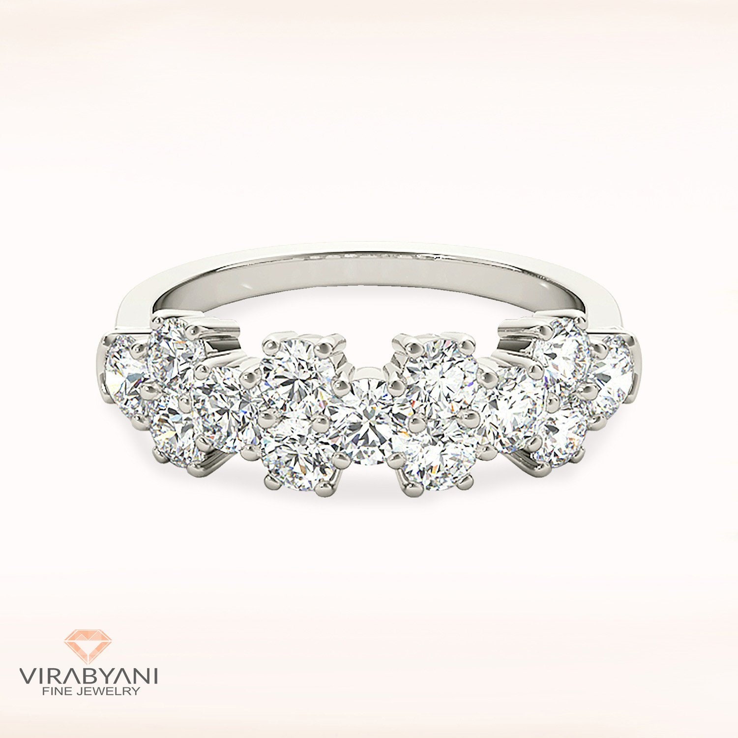 1.50 Ctw Diamond Statement Ring - 14K/18K Solid White Gold Platinum | Wedding Anniversary Fine