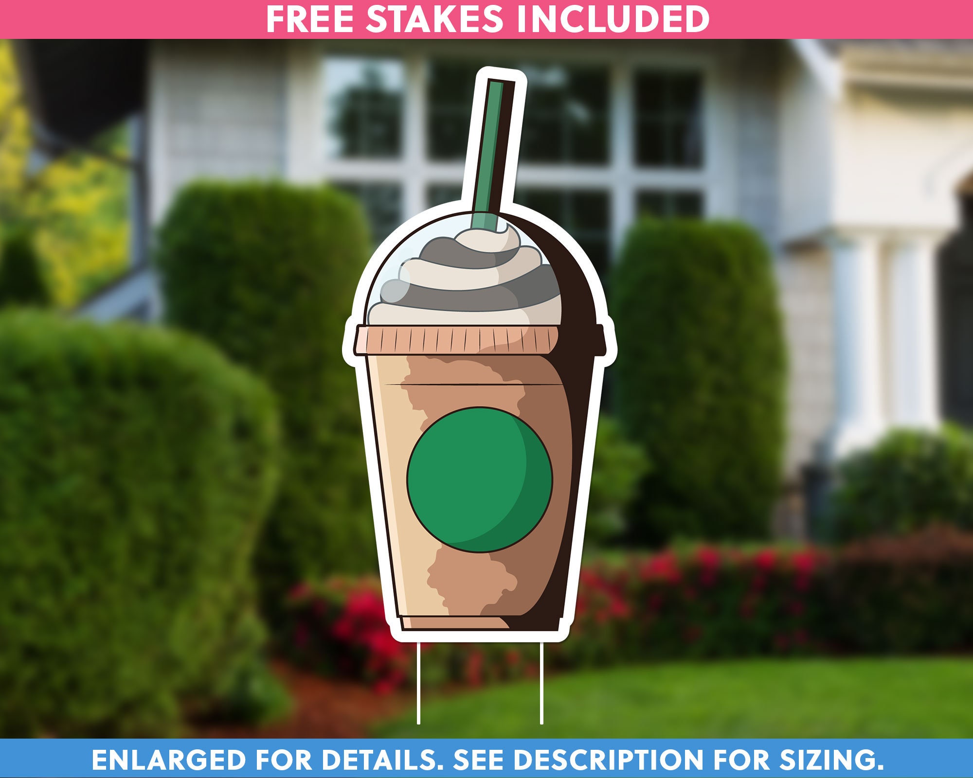Blended Coffee Lawn Sign | Decoration Party Lover Drink Lawn