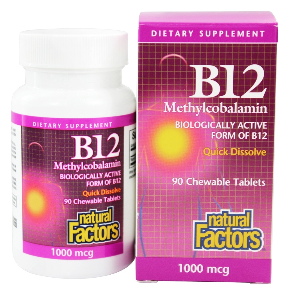 Natural Factors - B12 Methylcobalamin Chewable 1000 mcg. - 90 Chewable Tablets