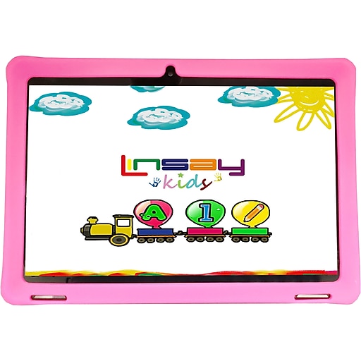 Linsay 10.1" Tablet with Case, WiFi, 2GB RAM, 32GB Storage (Android), Black/Pink (F10IPKIDSP)
