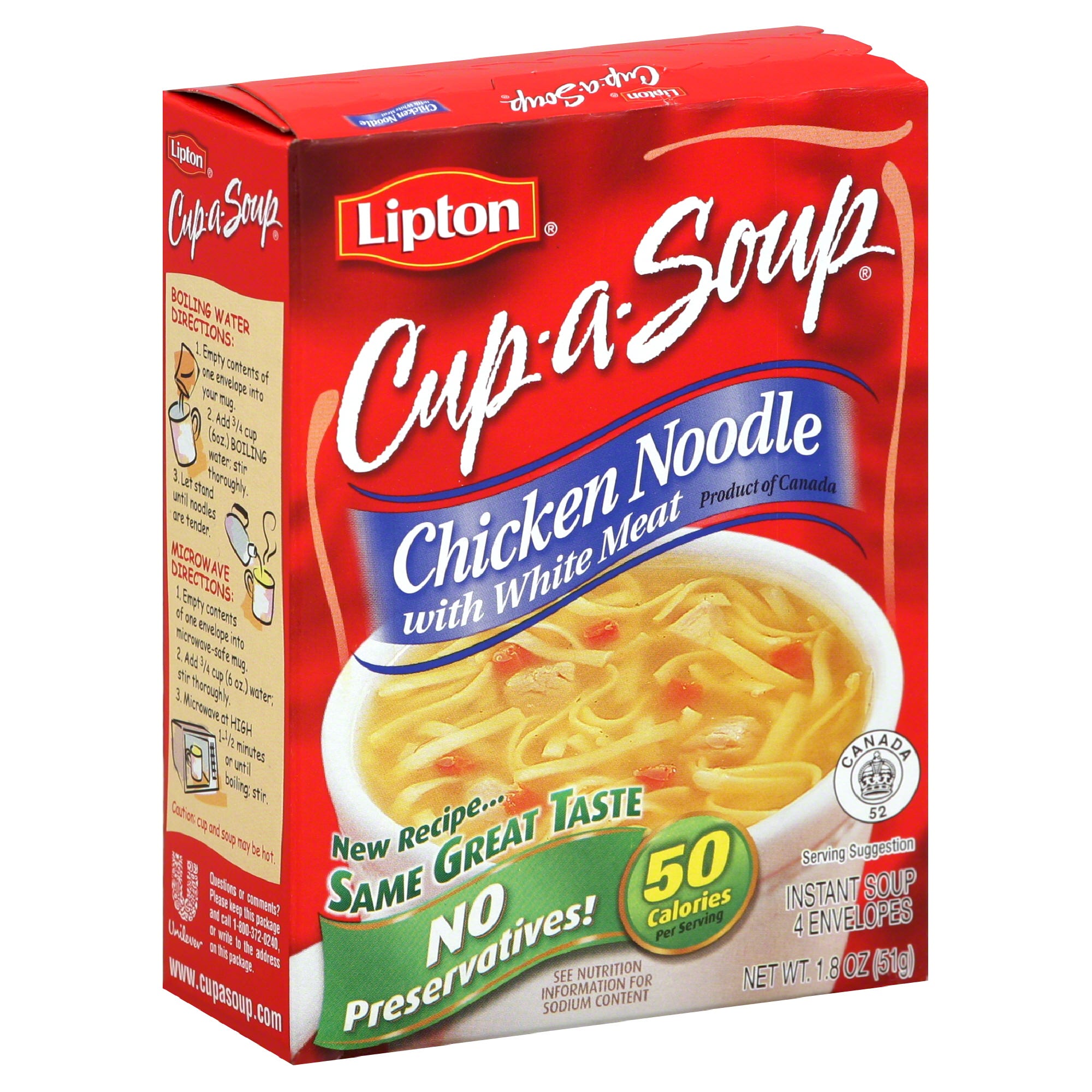 Lipton Instant Soup Packets, Chicken Noodle with White Meat, 1.8 oz - 4 ct