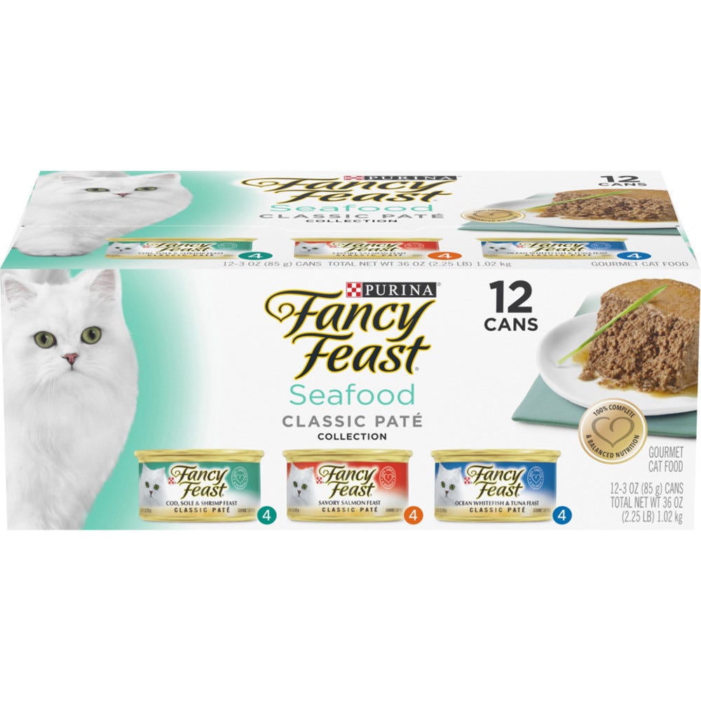Fancy Feast Wet Cat Food, Seafood Variety - 12 pk